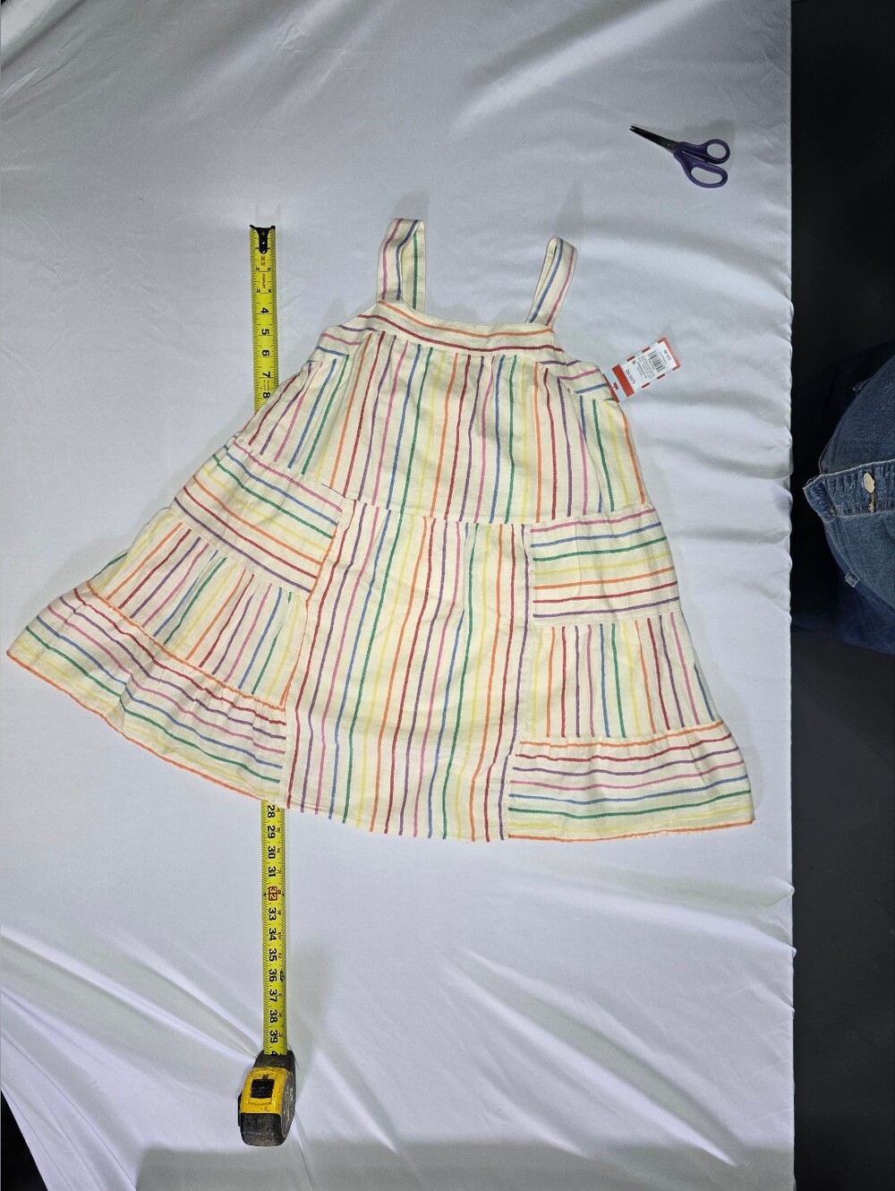 Cat & Jack Cream Dress with Rainbow Stripes